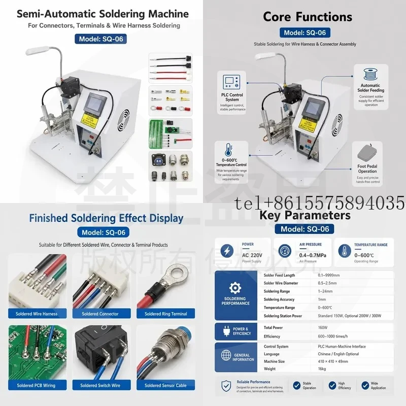 hot SQ-06 Semi-Automatic Soldering Machine PLC Control 600C High Temp for LED Strip Connector Sensor Wire Soldering Factory
hot SQ-06 Semi-Automatic Soldering Machine PLC Control 600C High Temp for LED Strip Connector Sensor Wire Soldering Factory