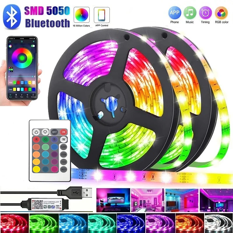 RGB 5050 Led Strip Lights 5V USB 24Keys Bluetooth Tape With Remote Control Color Change Lamp for Christmas Bedroom Decoration
RGB 5050 Led Strip Lights 5V USB 24Keys Bluetooth Tape With Remote Control Color Change Lamp for Christmas Bedroom Decoration