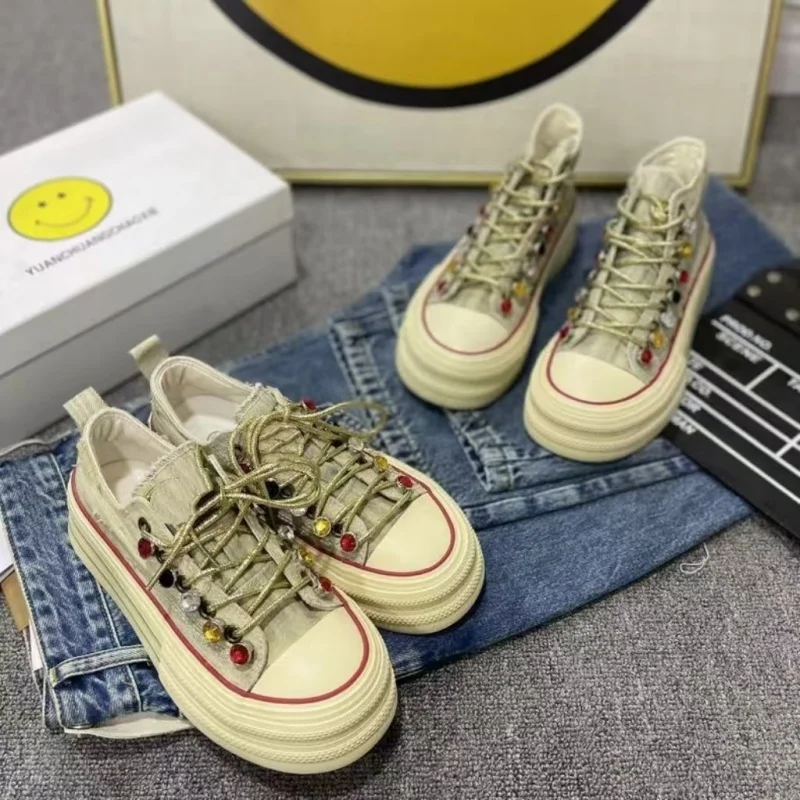 Heavy industry ribbon colorful diamond canvas shoes handmade platform casual comfortable sports women's shoes 35-40
Heavy industry ribbon colorful diamond canvas shoes handmade platform casual comfortable sports women's shoes 35-40