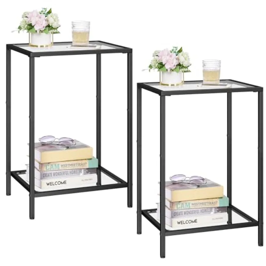 Side Tables Set of 2 End Tables with Tempered Glass 2-Tier Nightstands with Storage Shelves Coffee Table with Modern Style Slim
Side Tables Set of 2 End Tables with Tempered Glass 2-Tier Nightstands with Storage Shelves Coffee Table with Modern Style Slim