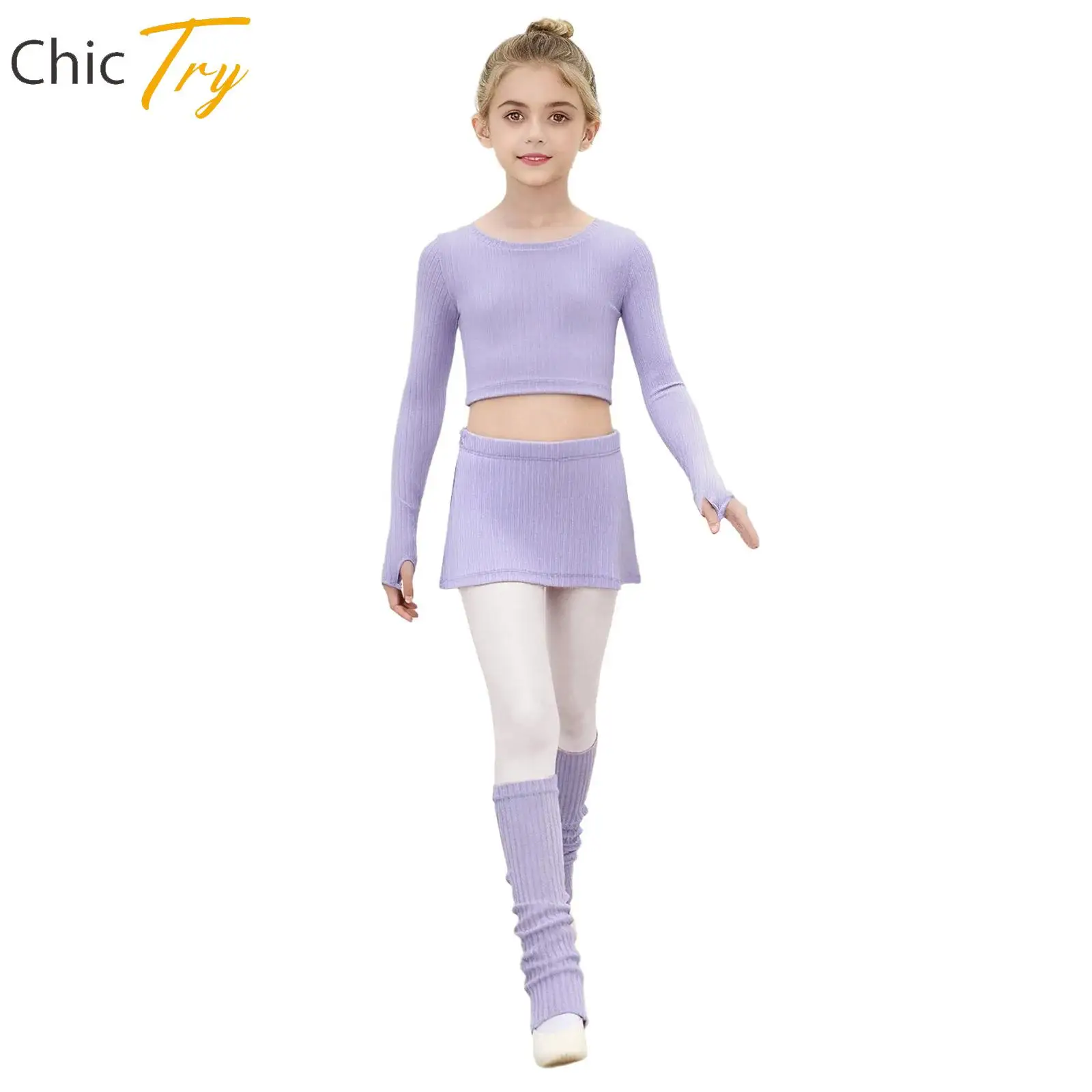 Teen Girls Ballet Dance Outfit Children Ribbed Long Sleeves Crop Top+Skirt+Leg Warmers Set for Practice Warm-Up Performance Wear
Teen Girls Ballet Dance Outfit Children Ribbed Long Sleeves Crop Top+Skirt+Leg Warmers Set for Practice Warm-Up Performance Wear