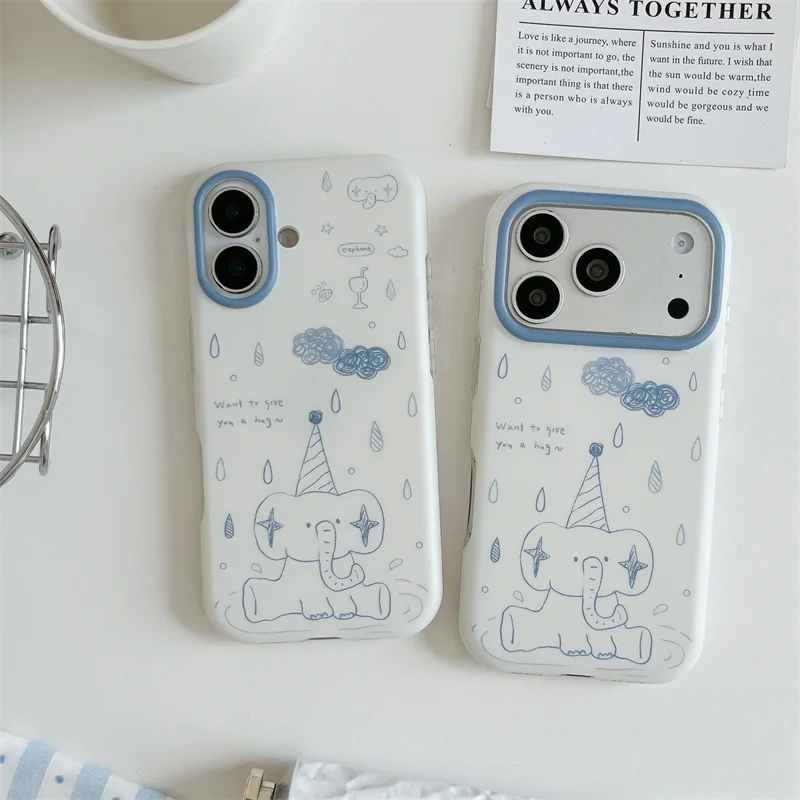 Kawaii Sketch Elephant Print Phone Case with Blue Frame for iPhone 15 16 17 Pro Max Shockproof Protective Cover
Kawaii Sketch Elephant Print Phone Case with Blue Frame for iPhone 15 16 17 Pro Max Shockproof Protective Cover