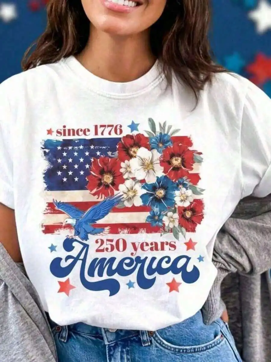 Womens Cotton Tee With Floral Graphic, Round Neck Short Sleeve Loose Fit All Season
Womens Cotton Tee With Floral Graphic, Round Neck Short Sleeve Loose Fit All Season