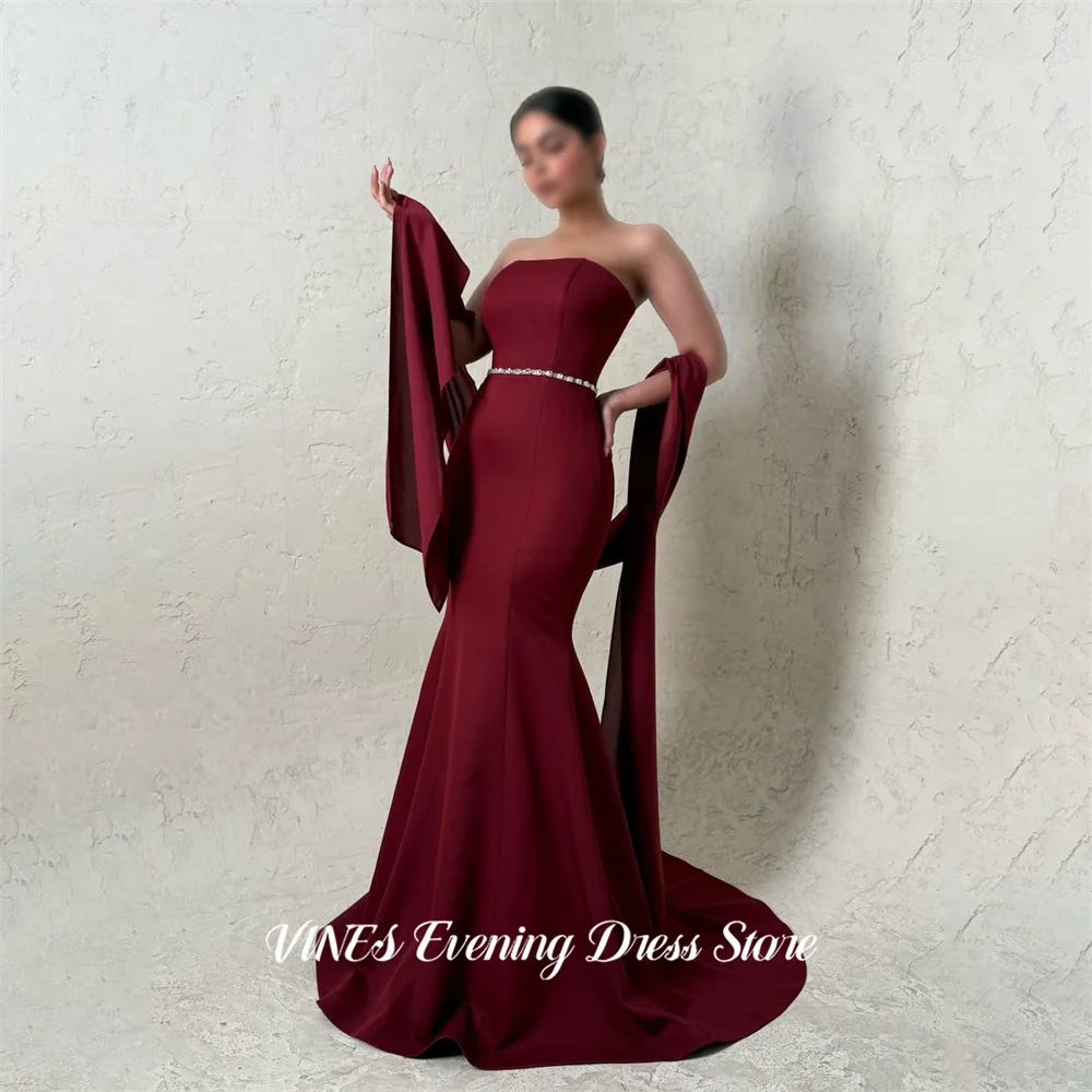 VINES Burgundy Evening Dress Strapless Mermaid Party Dresses with Crystal Belt Prom Gown Floor Length robes du soir Customized
VINES Burgundy Evening Dress Strapless Mermaid Party Dresses with Crystal Belt Prom Gown Floor Length robes du soir Customized