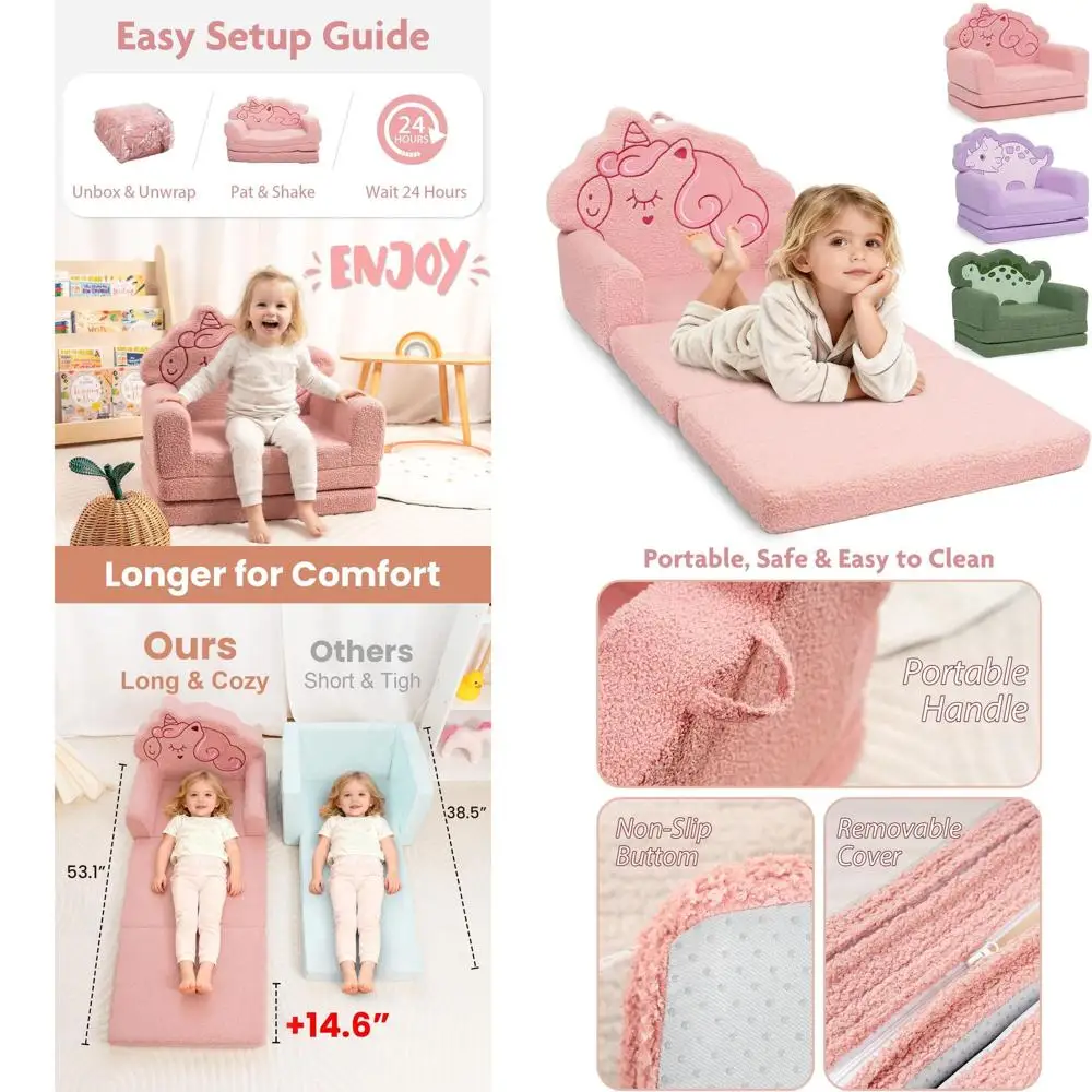 Toddler Pink Magical Pony Convertible Sofa to Lounger Chair for Ages 1-3, Perfect for Play, Birthdays, and Movie Nights
Toddler Pink Magical Pony Convertible Sofa to Lounger Chair for Ages 1-3, Perfect for Play, Birthdays, and Movie Nights