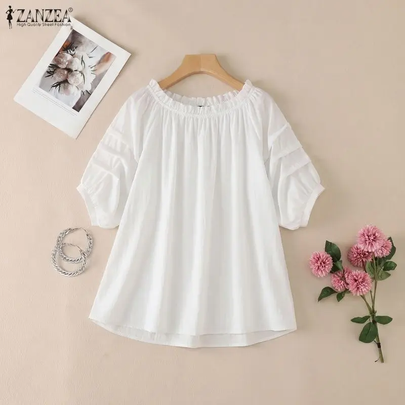 ZANZEA Women Blouses Casual Ruffless O Neck Party Puff Sleeve Summer Female Tops Short Sleeve Tee Streetwear Pleated Blouses
ZANZEA Women Blouses Casual Ruffless O Neck Party Puff Sleeve Summer Female Tops Short Sleeve Tee Streetwear Pleated Blouses