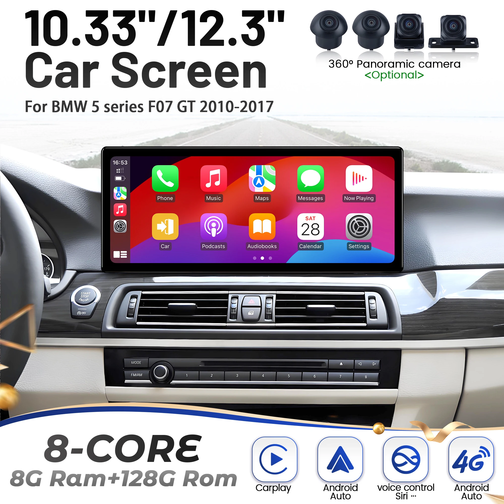 10.33"/12.3" Android 14 For BMW 5 series F07 GT 2010-2017 CIC NBT System Car Radio Multimedia Wireless BT Carplay Screen
10.33"/12.3" Android 14 For BMW 5 series F07 GT 2010-2017 CIC NBT System Car Radio Multimedia Wireless BT Carplay Screen