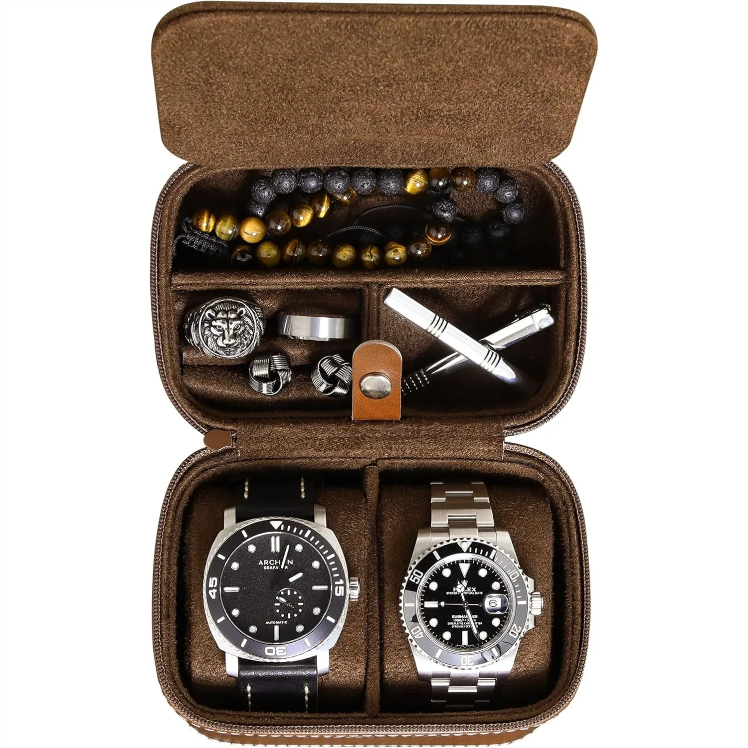 2 Watch Travel Case Storage Organizer for Travel, Soft Interior Protects Wristwatches & Smart Watches Up to 50mm
2 Watch Travel Case Storage Organizer for Travel, Soft Interior Protects Wristwatches & Smart Watches Up to 50mm