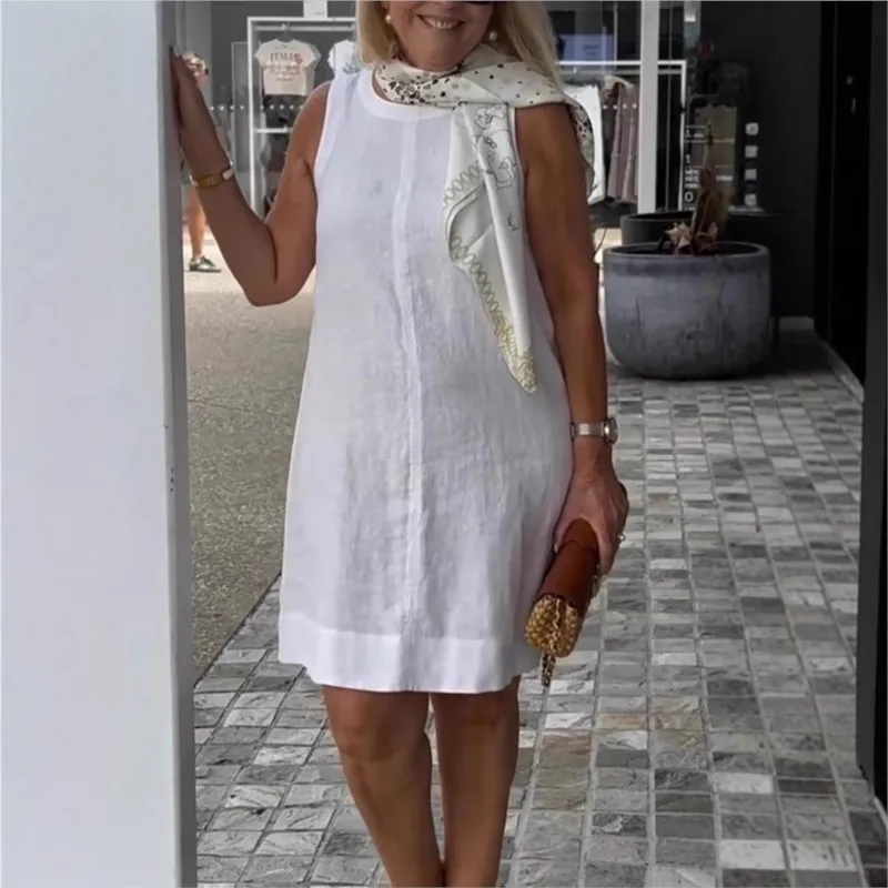 Women's Summer Simple Dress Solid Color Crew Neck Patchwork Sleeveless Mini Dress Casual and Comfortable New Summer Dresses 2025
Women's Summer Simple Dress Solid Color Crew Neck Patchwork Sleeveless Mini Dress Casual and Comfortable New Summer Dresses 2025