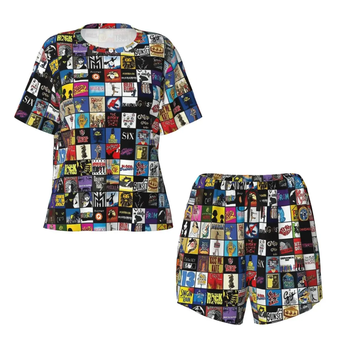 Broadway Musical Theatre Logos - Hand Drawn Round Neck Short Sleeves Nightdress for Sleeping Women Loose Pajama Set Short Pants
Broadway Musical Theatre Logos - Hand Drawn Round Neck Short Sleeves Nightdress for Sleeping Women Loose Pajama Set Short Pants