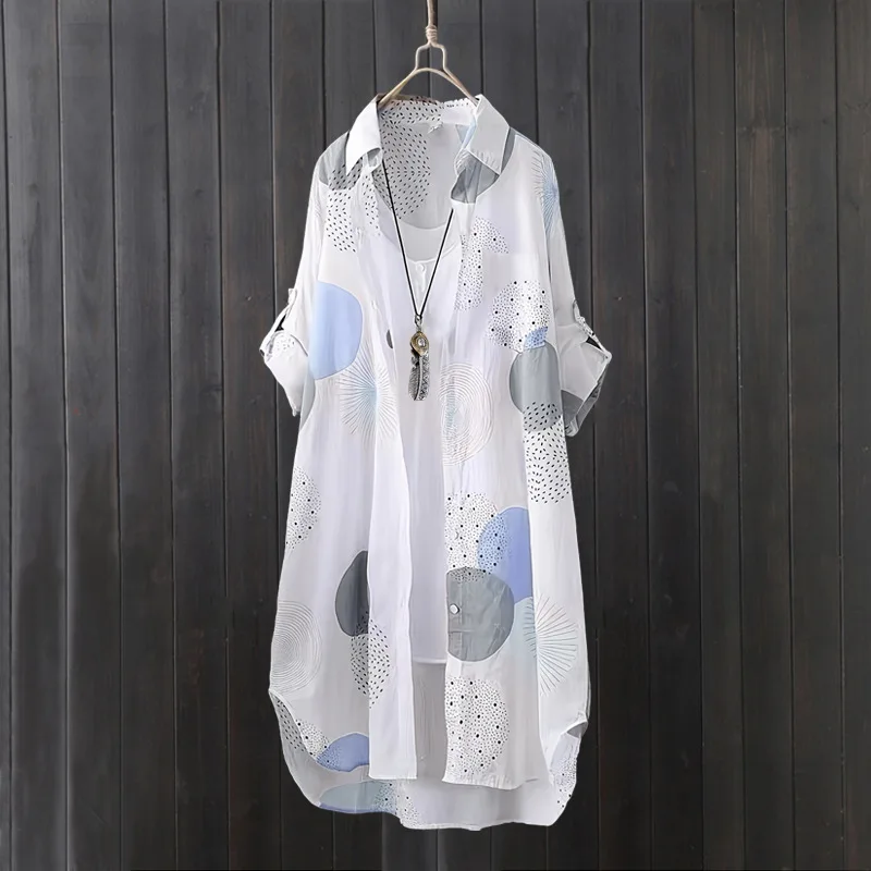 Sunscreen shirt women's summer medium and long top loose plus size thin coat printed shirt design sense
Sunscreen shirt women's summer medium and long top loose plus size thin coat printed shirt design sense