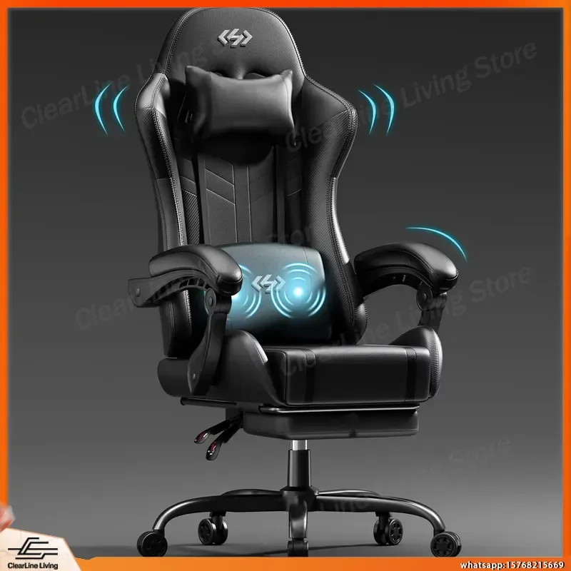 Ergonomic Gaming Chair with Lumbar Massage Adjustable Headrest High Back PU Leather Computer Chair Footrest 360° Swivel
Ergonomic Gaming Chair with Lumbar Massage Adjustable Headrest High Back PU Leather Computer Chair Footrest 360° Swivel