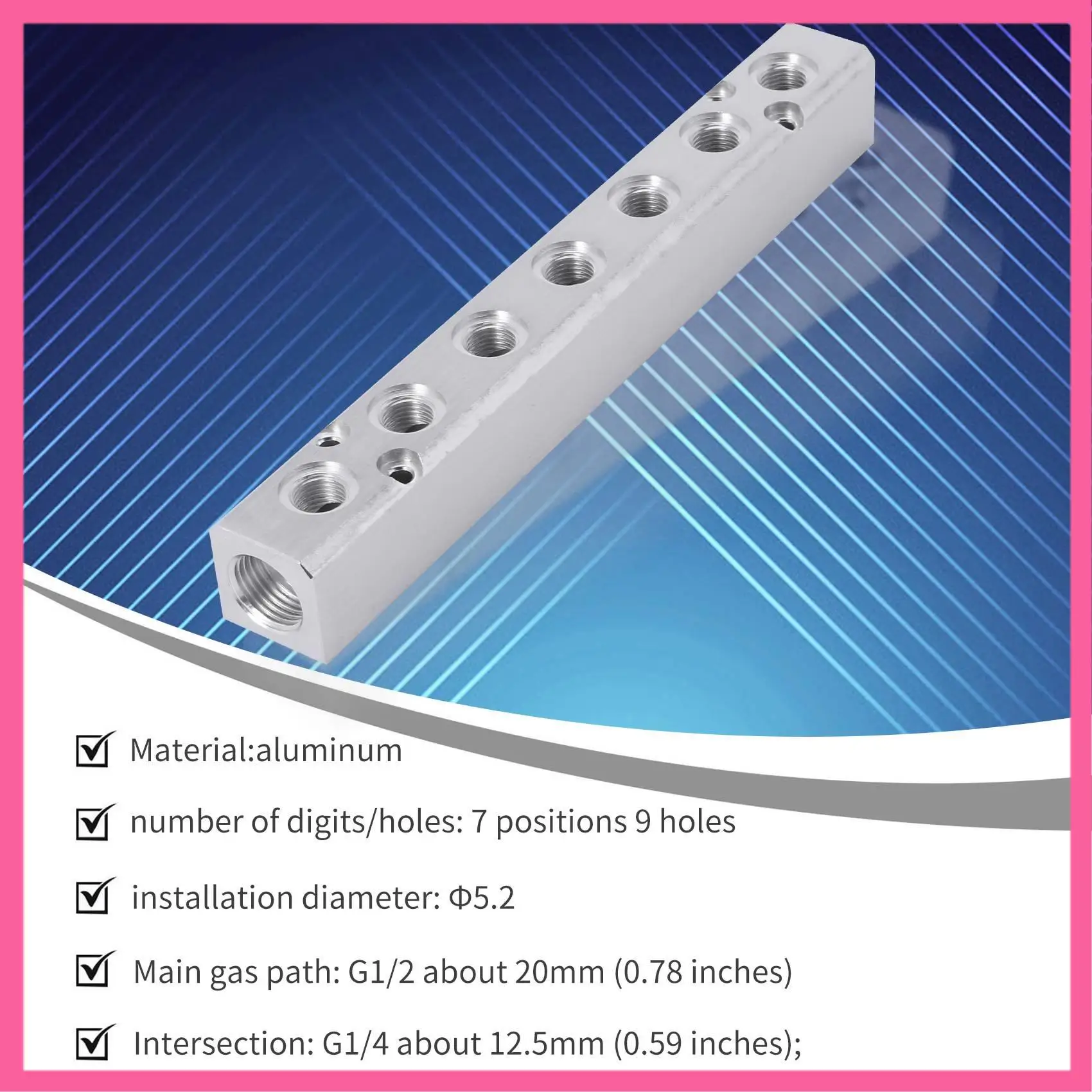 HOT-1 Pack Aluminum Alloy Pneumatic Manifold Air Distribution Block, G1/2 Supply Port
HOT-1 Pack Aluminum Alloy Pneumatic Manifold Air Distribution Block, G1/2 Supply Port