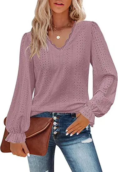 Women's Fashion Lace Stitching Blouses T-shirt Summer Casual V Neck Office Lady Long-sleeve Loose Tees Tops Women Clothing Blusa
Women's Fashion Lace Stitching Blouses T-shirt Summer Casual V Neck Office Lady Long-sleeve Loose Tees Tops Women Clothing Blusa