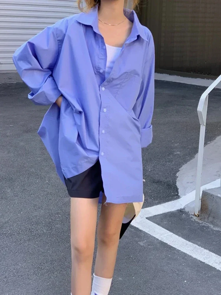 Loose Chicly Blouse Female Street Casual Cool Boyfriend White Blue Shirt Pocket S-L Korean Mid-length Harajuku Women Shirts
Loose Chicly Blouse Female Street Casual Cool Boyfriend White Blue Shirt Pocket S-L Korean Mid-length Harajuku Women Shirts