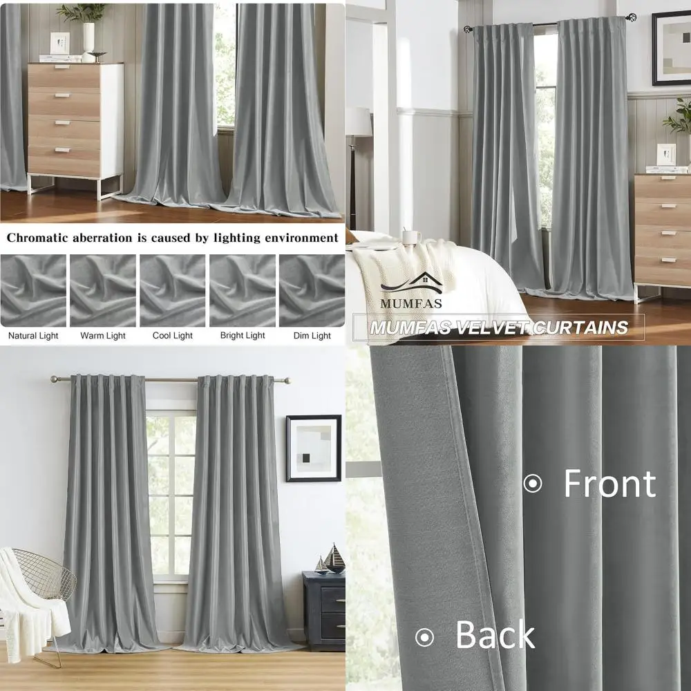120 серых бархатных затемненых штор для гостиной, комплект из 2 панелей от пола до потолка, W52xL120 дюймов с задним карманом для стержня
120 серых бархатных затемненых штор для гостиной, комплект из 2 панелей от пола до потолка, W52xL120 дюймов с задним карманом для стержня