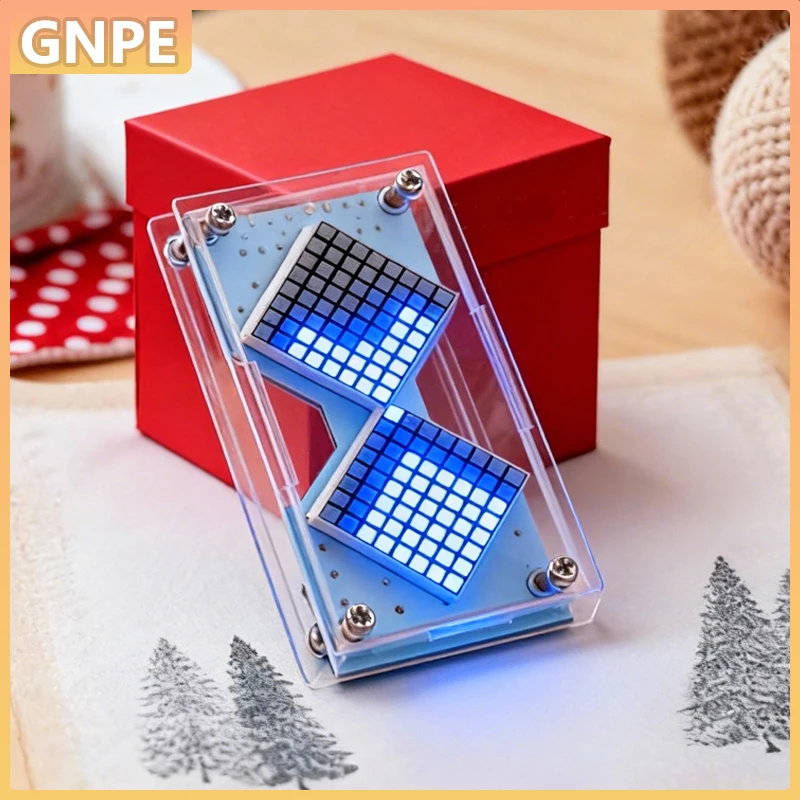 Cyberpunk LED Matrix Hourglass Gravity Sensor DIY Countdown Timer Clock STEM Educational Soldering Project for Beginners & Adult