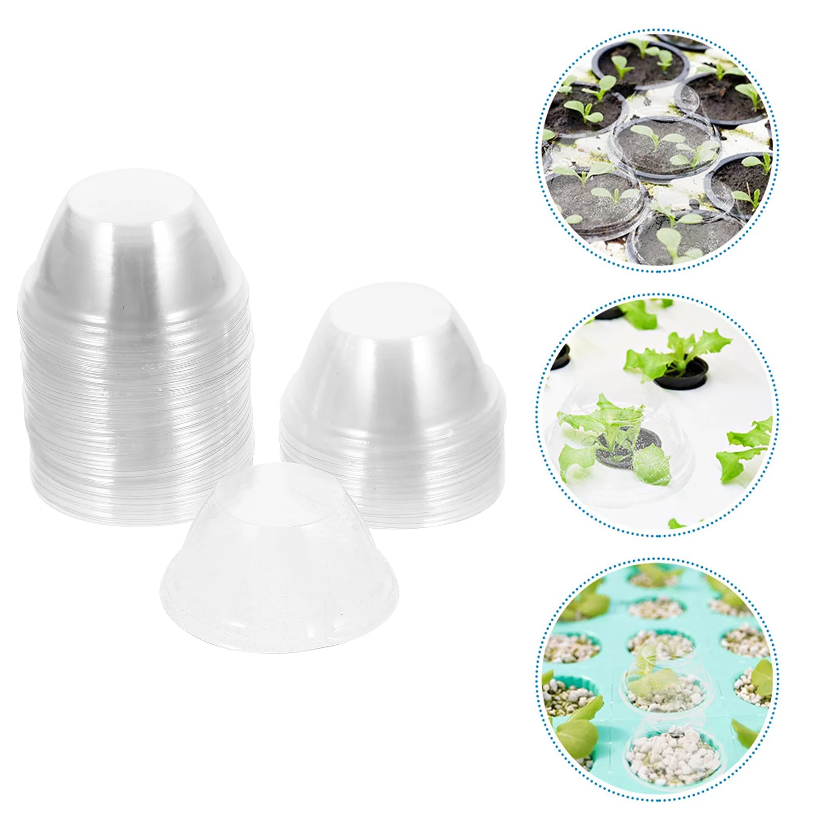100 Pcs Seedling Cover Germination Plastic Planter Starting Humidity Dome Mini Greenhouse Protect Clear Transparent Flowerpot
100 Pcs Seedling Cover Germination Plastic Planter Starting Humidity Dome Mini Greenhouse Protect Clear Transparent Flowerpot