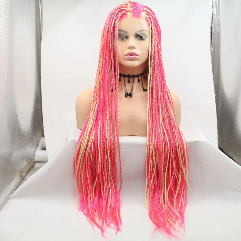 Front lace synthetic fiber wig, handmade three-strand dreadlocks, hip-hop rock style headpiece
Front lace synthetic fiber wig, handmade three-strand dreadlocks, hip-hop rock style headpiece