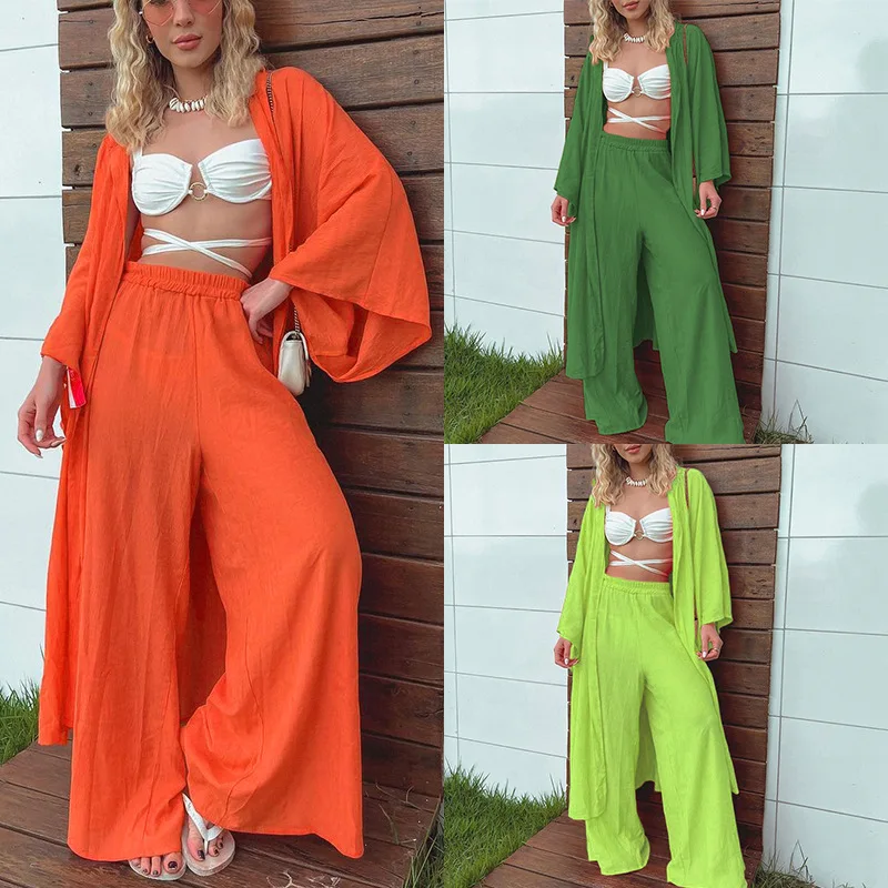 2022 women's summer new casual mid-length tops large yards wide leg pants two-piece suit
2022 women's summer new casual mid-length tops large yards wide leg pants two-piece suit