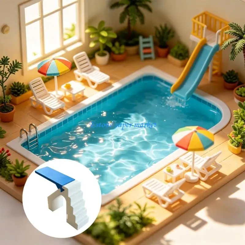 090B Miniature Pool Accessories Diving Board with Stair For Doll House Collections
090B Miniature Pool Accessories Diving Board with Stair For Doll House Collections