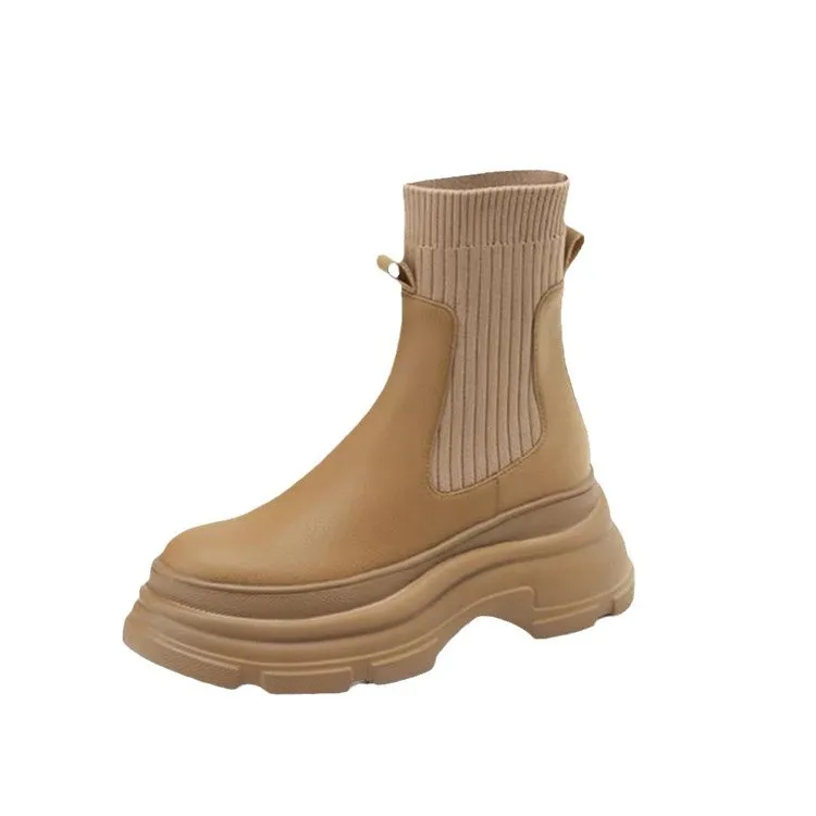 Knitted Patent Leather Sock Boots Thick-soled High-top Boots Slimming Ankle Boots Casual and Versatile Shoes for Trendy Women
Knitted Patent Leather Sock Boots Thick-soled High-top Boots Slimming Ankle Boots Casual and Versatile Shoes for Trendy Women
