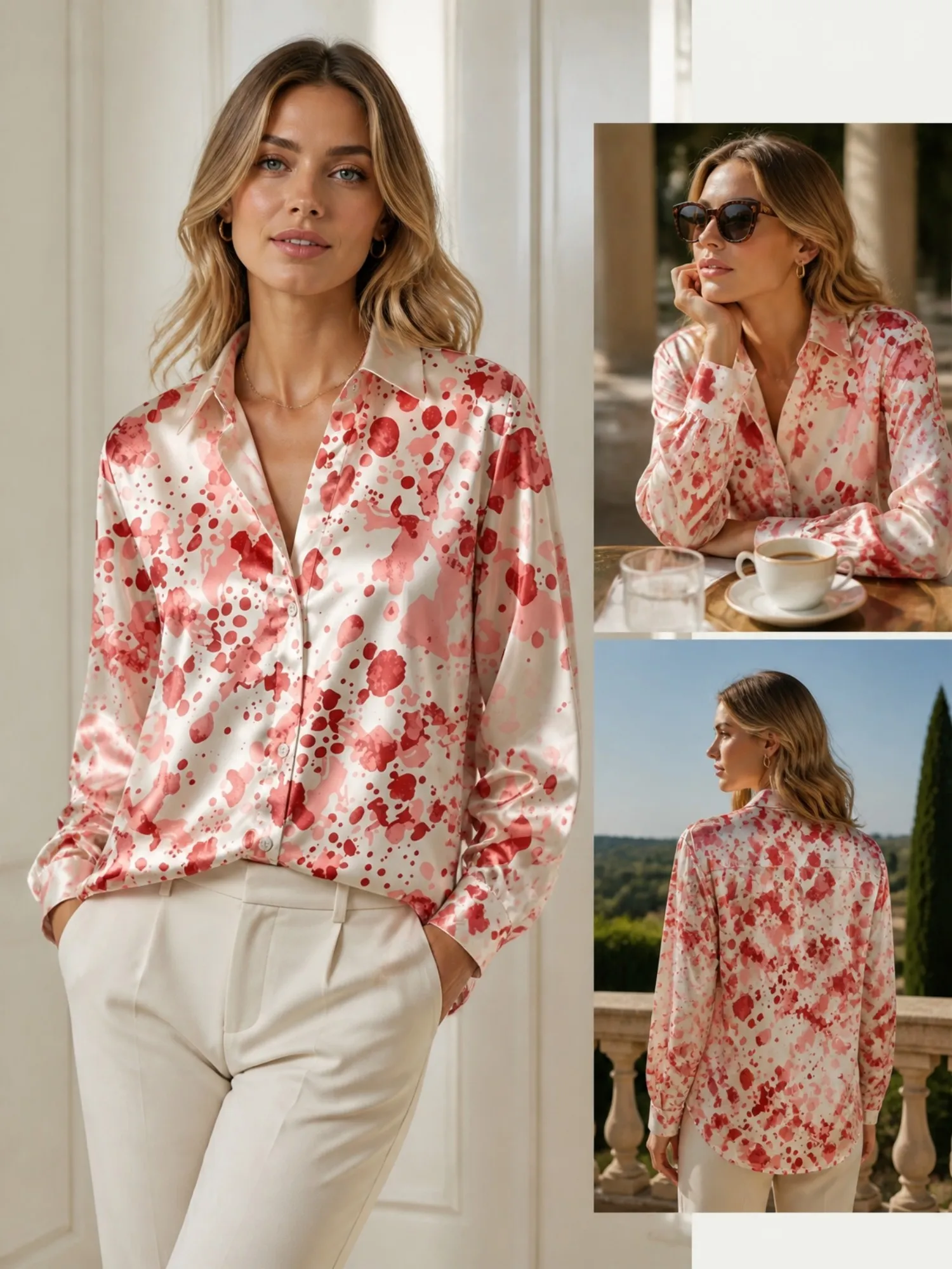 Red Watercolor Splash Satin Blouse for Women Long Sleeve Button Down Shirt Artistic Casual Silky Top
Red Watercolor Splash Satin Blouse for Women Long Sleeve Button Down Shirt Artistic Casual Silky Top