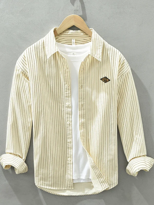 Japanese Sle Striped Long Sve Cotton irt Men's Spring Autumn Faion Casual Loose Comfortable Outerwear
Japanese Sle Striped Long Sve Cotton irt Men's Spring Autumn Faion Casual Loose Comfortable Outerwear