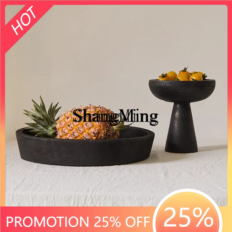 SM new wabi-sabi wind black high-footed small fruit plate retro old solid wood tray wooden fruit plate ornament
SM new wabi-sabi wind black high-footed small fruit plate retro old solid wood tray wooden fruit plate ornament