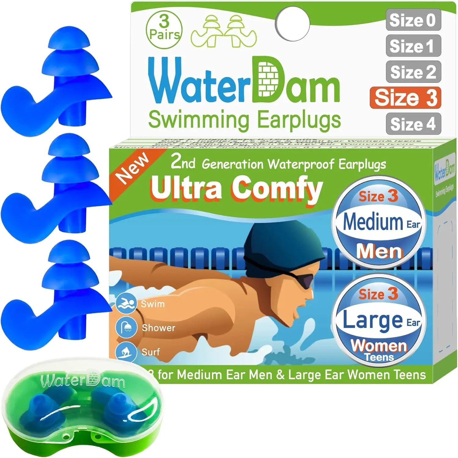 Ultra Comfy Waterproof Ear Plugs for Swimming, Prevent Swimmer's Ear
Ultra Comfy Waterproof Ear Plugs for Swimming, Prevent Swimmer's Ear