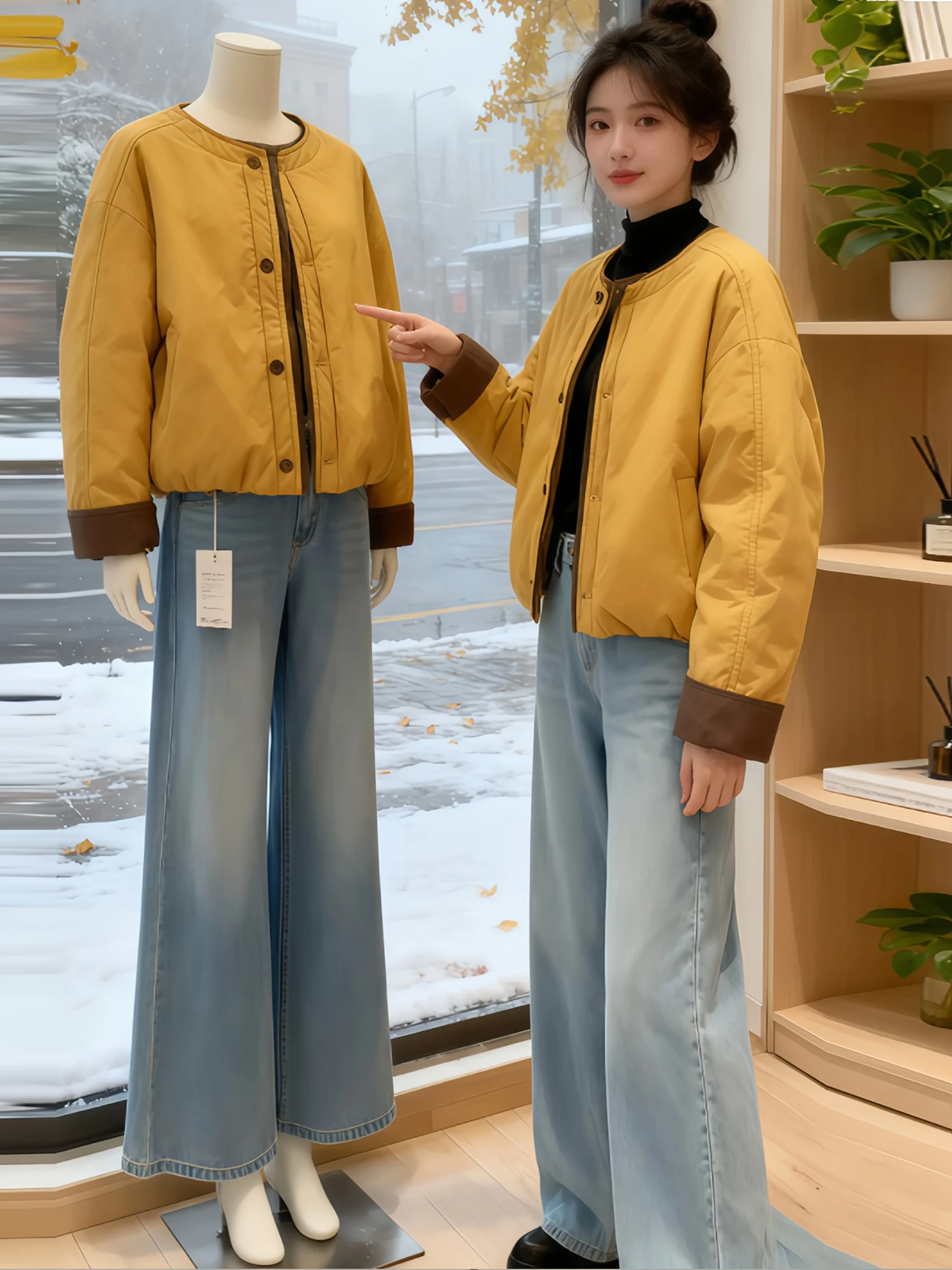 Loose Fit round Ne Cotton Jaet Women's Faion Color Blo Lazy Sle Winter Coat Korean Version Long Sve Casual Coat
Loose Fit round Ne Cotton Jaet Women's Faion Color Blo Lazy Sle Winter Coat Korean Version Long Sve Casual Coat