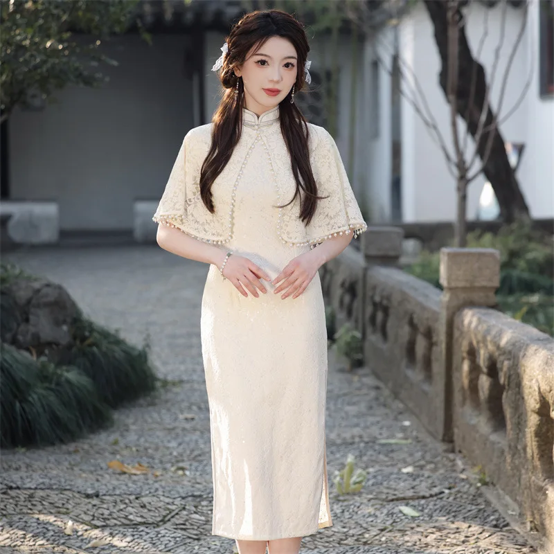 Green Red Women Lace Cheongsam Set with Shawl Chinese Traditional Plus Size Wedding Bride Dress Qipao Formal Evening Dress
Green Red Women Lace Cheongsam Set with Shawl Chinese Traditional Plus Size Wedding Bride Dress Qipao Formal Evening Dress
