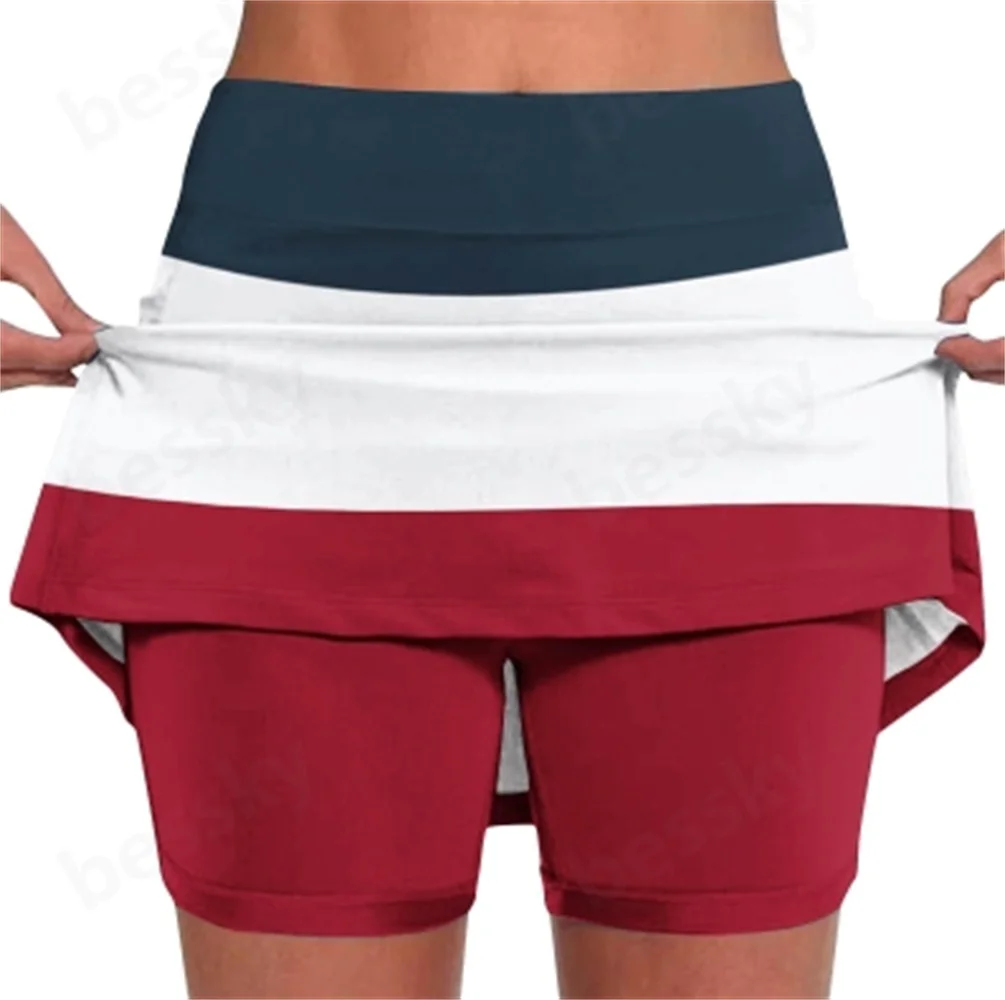 Ladies' fashionable pocket sports casual skirt, color blocked mid waist skirt, tennis pants skirt
Ladies' fashionable pocket sports casual skirt, color blocked mid waist skirt, tennis pants skirt