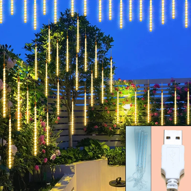 LED Meteor Shower Christmas Lights 30/50cm 8 Tubes Christmas Tree String Lights USB Party Curtains and Eaves Decoation Lamps
LED Meteor Shower Christmas Lights 30/50cm 8 Tubes Christmas Tree String Lights USB Party Curtains and Eaves Decoation Lamps