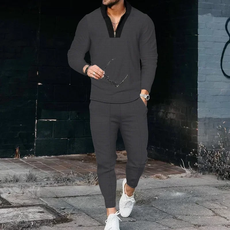 Fashion Suits Waffle Patchwork Stand Up Collar Long Sleeved Set Luxurious Casual Half Zipper Sportswear
Fashion Suits Waffle Patchwork Stand Up Collar Long Sleeved Set Luxurious Casual Half Zipper Sportswear