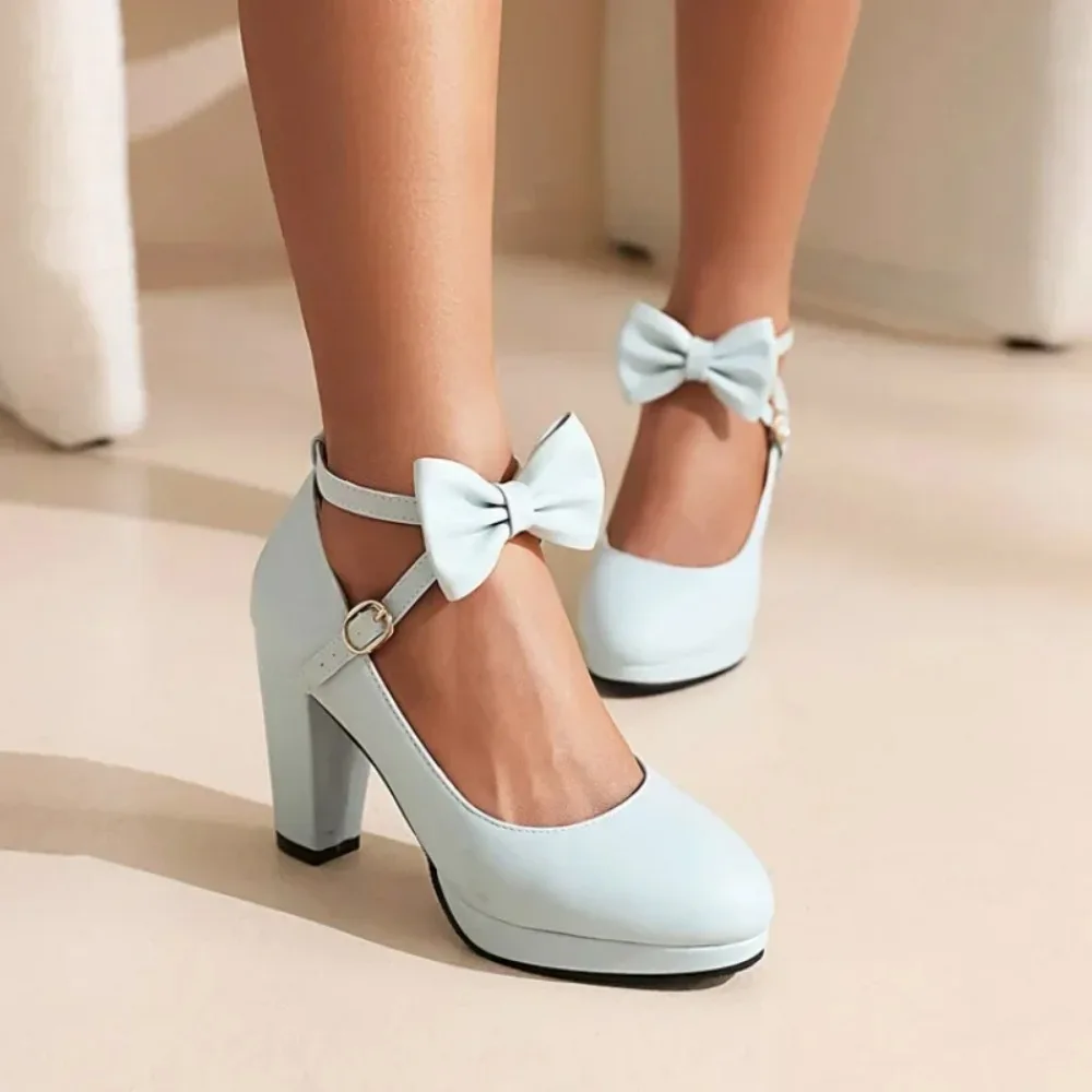 Spring and Autumn New Style Fashion Round Head High-heeled Women's Shoes Sweet Bow Shallow Mouth Buckle Thick Heel Women Shoes
Spring and Autumn New Style Fashion Round Head High-heeled Women's Shoes Sweet Bow Shallow Mouth Buckle Thick Heel Women Shoes