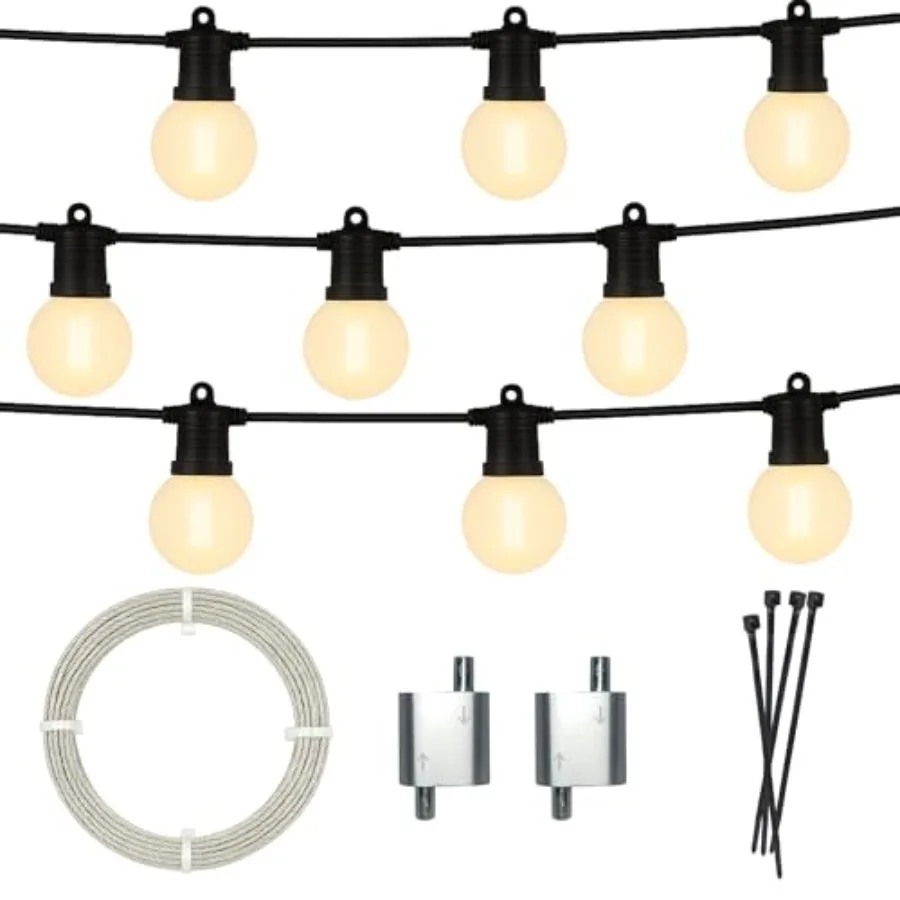 G50 LED 12-Light Warm White Set 12ft Black Cord E17 Base Waterproof Proguide Indoor/Outdoor
G50 LED 12-Light Warm White Set 12ft Black Cord E17 Base Waterproof Proguide Indoor/Outdoor