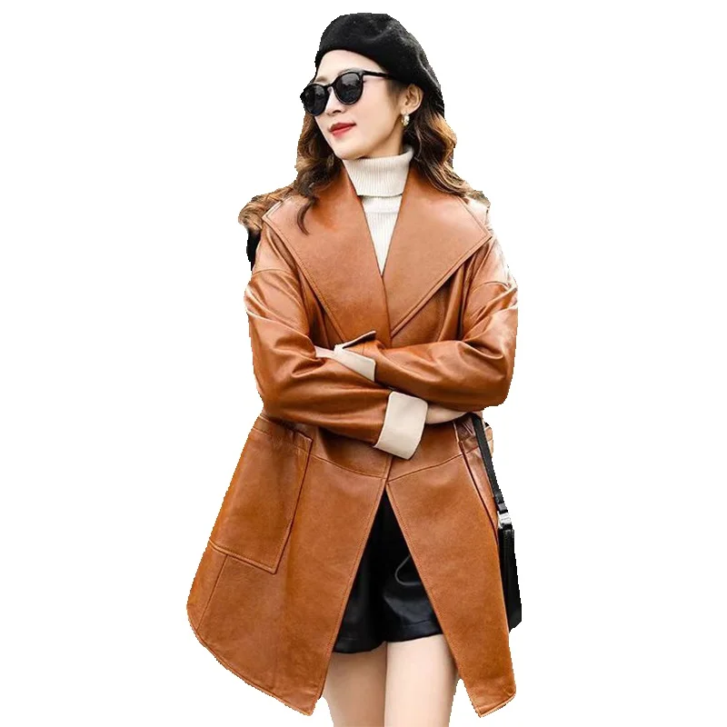 Spring New Genuine Leather Sheepskin Long Fashion Flip Collar Coat For Women
Spring New Genuine Leather Sheepskin Long Fashion Flip Collar Coat For Women