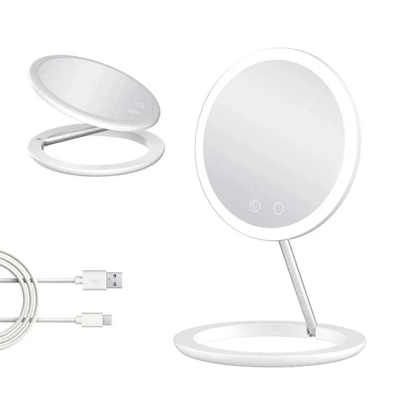 Portable Foldable Travel LED Makeup Mirror With Adjustable Telescopic Stand Dimmable Lights Custom Logo For Women Travelers Gift
Portable Foldable Travel LED Makeup Mirror With Adjustable Telescopic Stand Dimmable Lights Custom Logo For Women Travelers Gift