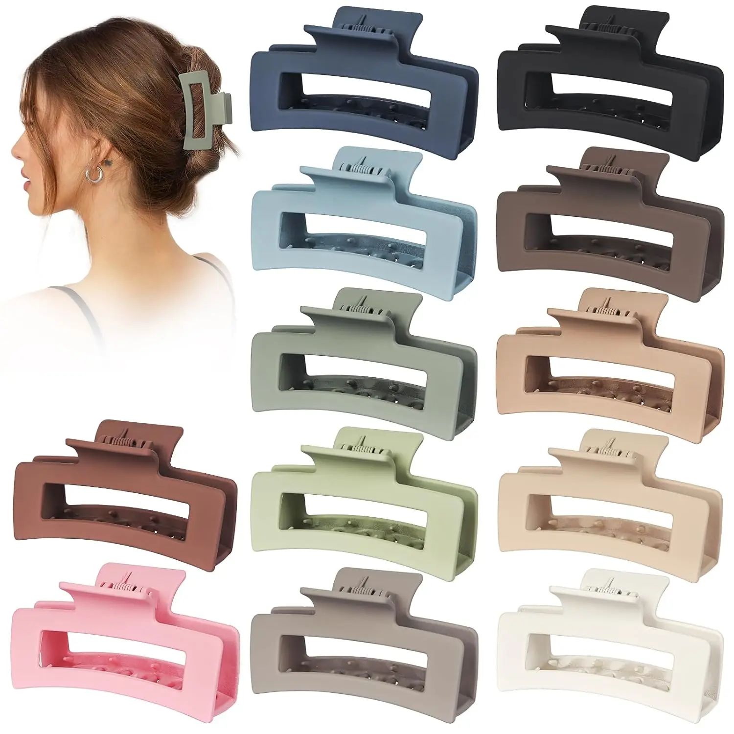 12 Pack Medium Hair Claw Clips for Women 3.5' Strong Hold Non-Slip Claw Clips for Thick Thin Hair
12 Pack Medium Hair Claw Clips for Women 3.5' Strong Hold Non-Slip Claw Clips for Thick Thin Hair
