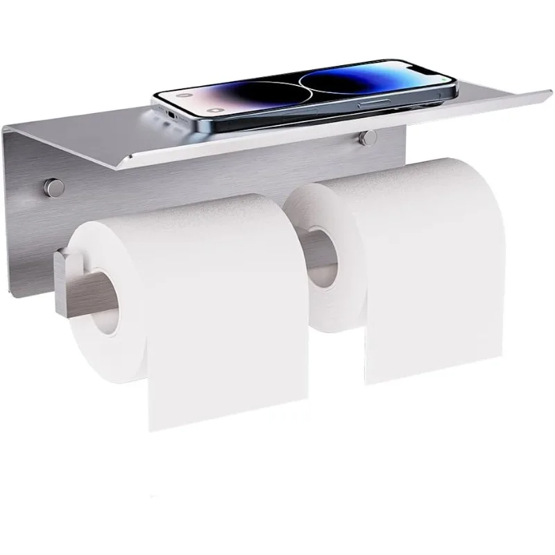 Double Toilet Paper Holder with Shelf, Large Tissue Holder Brushed Nickel, Wall Mount Commercial Toilet Paper Dispenser Phone
Double Toilet Paper Holder with Shelf, Large Tissue Holder Brushed Nickel, Wall Mount Commercial Toilet Paper Dispenser Phone