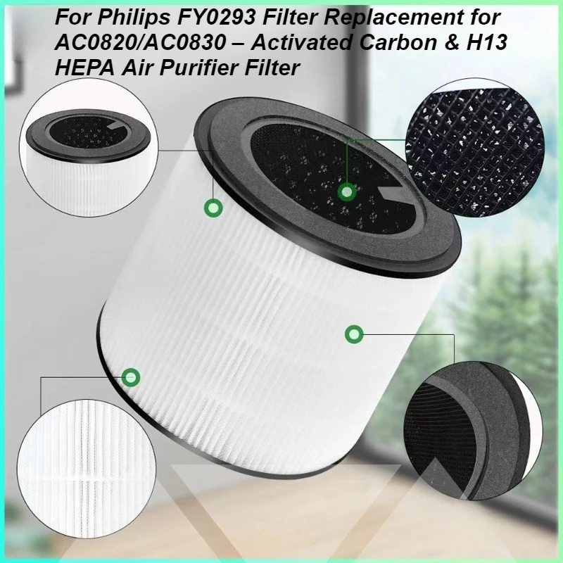 For Philips FY0293 Filter Replacement for AC0820/AC0830 – Activated Carbon & H13 HEPA Air Purifier Filter
For Philips FY0293 Filter Replacement for AC0820/AC0830 – Activated Carbon & H13 HEPA Air Purifier Filter