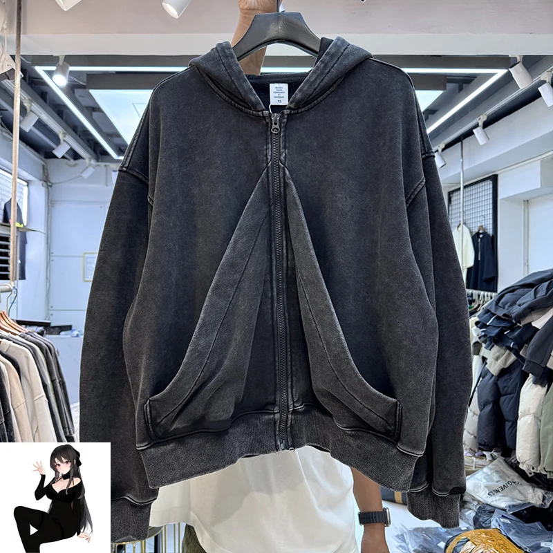 Slanted Triangle Big Pockets Washed Loose Zipper Hoodie Men Women High Quality Black Sweatshirts Hooded Kanye
Slanted Triangle Big Pockets Washed Loose Zipper Hoodie Men Women High Quality Black Sweatshirts Hooded Kanye