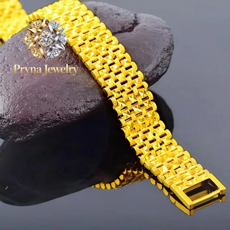Pryna Jewelry Luxury 24K 9999 Pure Gold real gold Three-row watch chain men's fashion generous bracelet
Pryna Jewelry Luxury 24K 9999 Pure Gold real gold Three-row watch chain men's fashion generous bracelet
