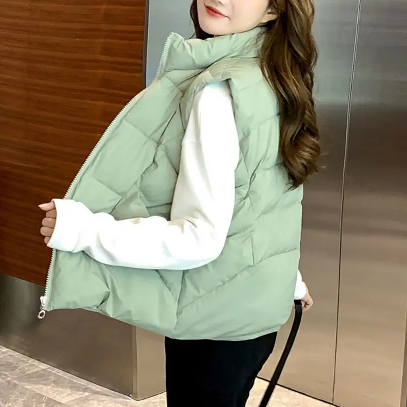 Short Loose Sleeveless Down Cotton Vest Women Beige Stand Collar Light Thin 2024 Winter New Chic Korean Outwear Waistcoat Q412
Short Loose Sleeveless Down Cotton Vest Women Beige Stand Collar Light Thin 2024 Winter New Chic Korean Outwear Waistcoat Q412