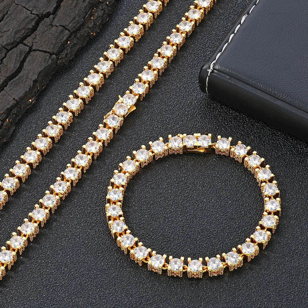 Hip Hop Style Men's Jewelry 6mm Tennis Chain Full Diamond Cubic Zirconia Shiny High-Quality Necklace 18K Gold-Plated Bracelet
Hip Hop Style Men's Jewelry 6mm Tennis Chain Full Diamond Cubic Zirconia Shiny High-Quality Necklace 18K Gold-Plated Bracelet