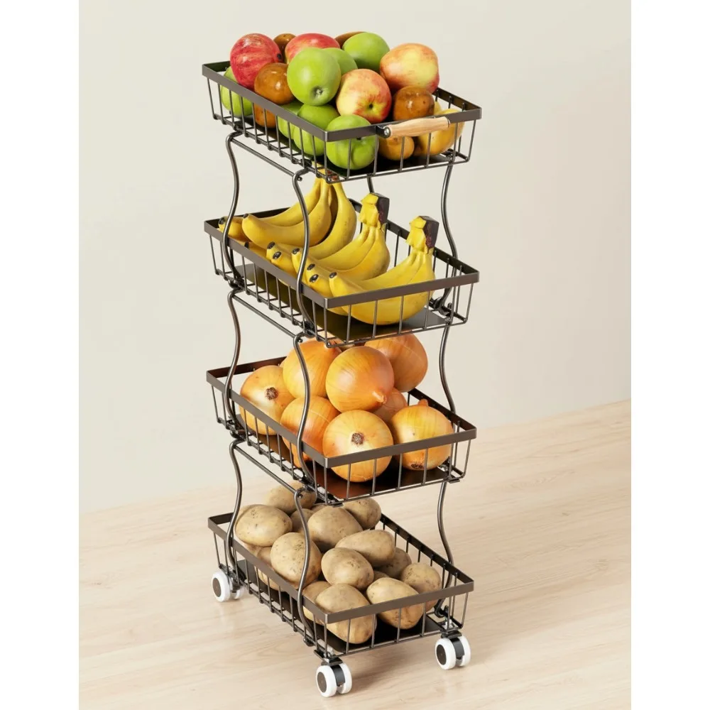4-Tier Rolling Kitchen Cart with Wheels, Slim Fruit Basket Organizer for Small Spaces, Pantry Storage
4-Tier Rolling Kitchen Cart with Wheels, Slim Fruit Basket Organizer for Small Spaces, Pantry Storage
