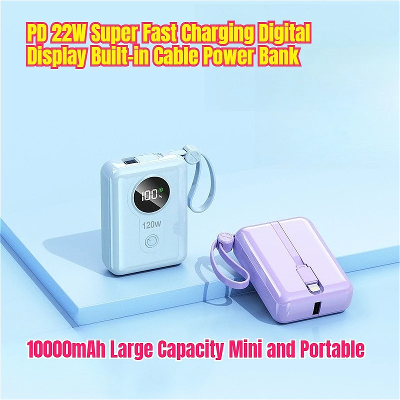 10000mAh High-capacity, Compact and Portable 22W Super Fast Charging Digital Display Built-in Cable Power Bank
10000mAh High-capacity, Compact and Portable 22W Super Fast Charging Digital Display Built-in Cable Power Bank