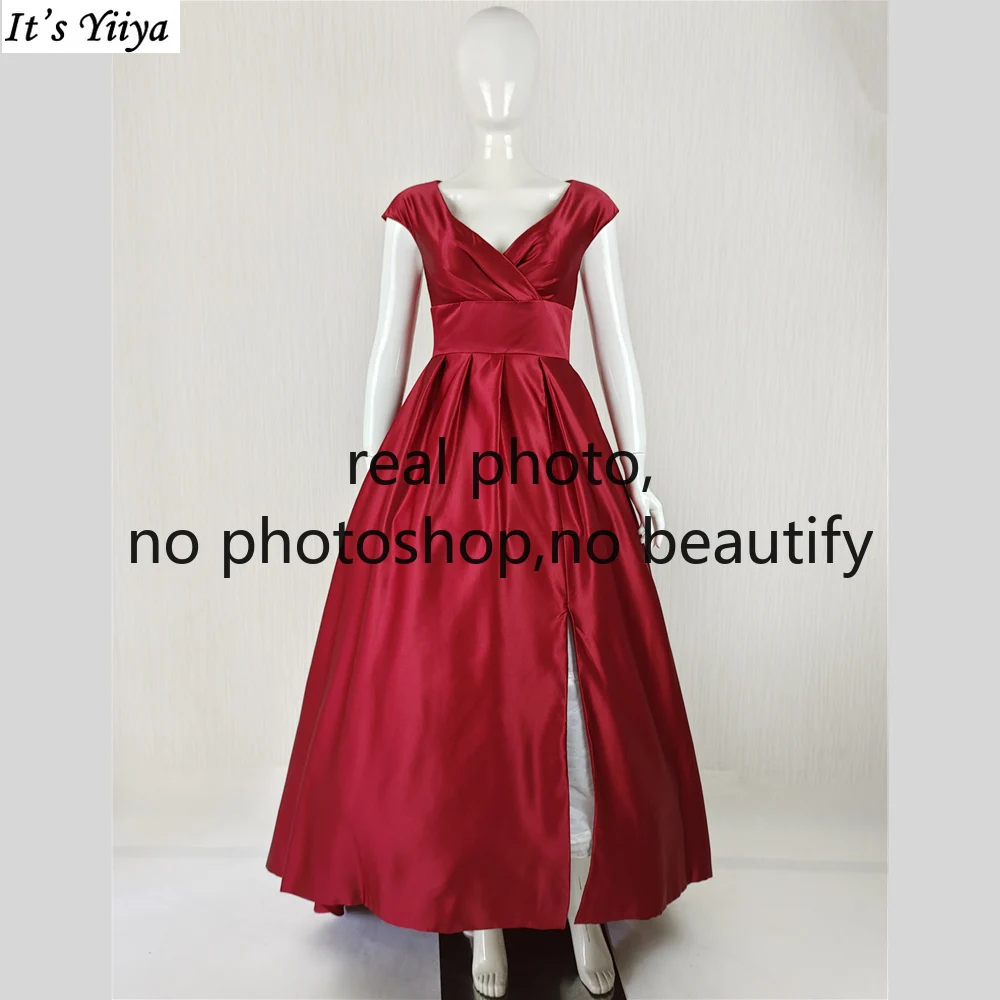 It's Yiiya Real Photo Evening Dresses Burgundy Satin V-neck A-line Floor length Trailing Slit Plus size Women Party Formal Gown
It's Yiiya Real Photo Evening Dresses Burgundy Satin V-neck A-line Floor length Trailing Slit Plus size Women Party Formal Gown