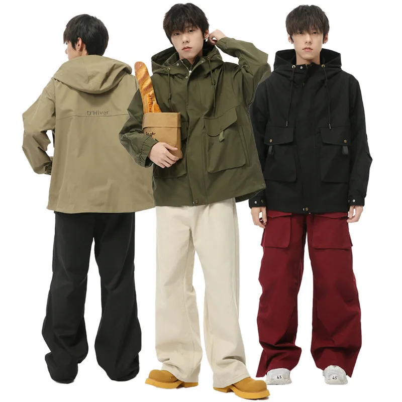 Fashion Korean High Street Big Pocket Hooded Safari Style Jacket Men's Top Loose Solid Color Hoodie Coat 2024 Autumn
Fashion Korean High Street Big Pocket Hooded Safari Style Jacket Men's Top Loose Solid Color Hoodie Coat 2024 Autumn